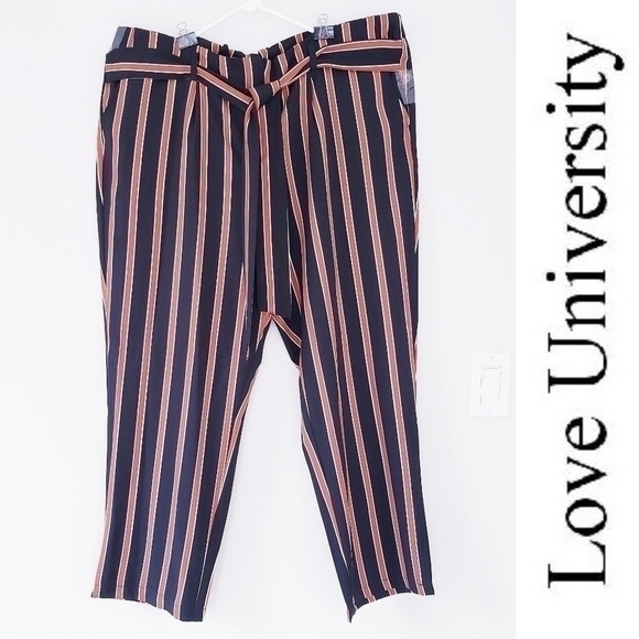 love University Pants - 🛑 2 / $40 Sale! Love University Striped - Tie Waist Pants NWT